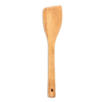 China Cheap Sustainable Bulk Natural Wood Kitchen Cookware Painted Spoon Wooden Serving Shovel With Long Handle for sale