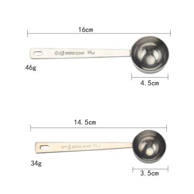 China 2 Viable Silver Table Spoons 15ml Tablespoon Metal Tableware Sets Two 30ml Stainless Steel Coffee Measuring Scoop for sale