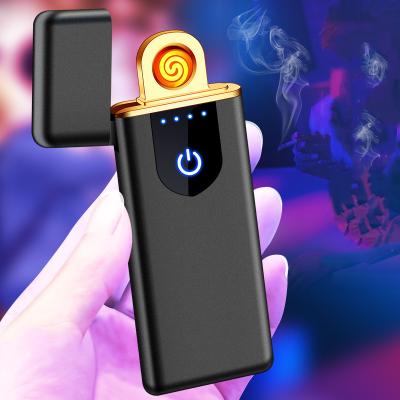 China Modern USB Heat Coil Refill Lighter, Creative Metal Fingerprint Induction Windproof Electronic Cigarette Lighter with LED for sale