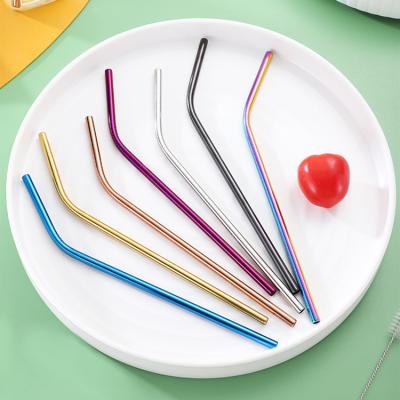 China Novelty Eco-friendly Reusable Drinking Straws Set With Bag Customized Logo 304 Stainless Steel Metal Straw for sale