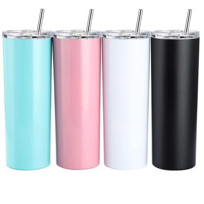 China Sublimation White Double Wall 20oz 60ml Tumblers Stainless Steel Straight Lean Wall Water Travel Mugs for sale