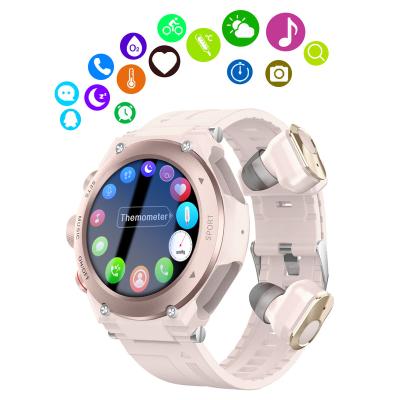 China Waterproof Sports Smart Watch TWS Earphone TWS THERMOMETER T92 Heart Call Music Heart Rate Blood Pressure DIY Wireless Watch Face for sale