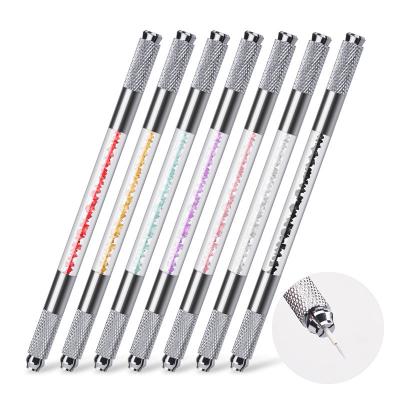 China Permanent Double Head Colorful Crystal Manual Tattoo Makeup Pen Micbladling Eyebrow lips Pen for sale