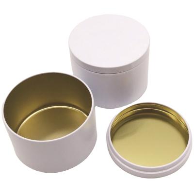 China Food Fancy White Color 8oz Container Empty Seamless Candle Tin Cans for sale