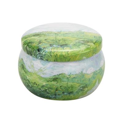 China Vintage Style Small Airtight Metal Box Decorative 4.4oz Candle Food Stored Tins for sale