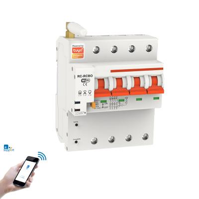 China WIFI MCB&RCBO Smart Monitoring 1-4phase 10a 16a 20a 25a 32a 40a 50a 63a 80a 100a Circuit Breaker Connected Cell Phone Timer 6KA for sale