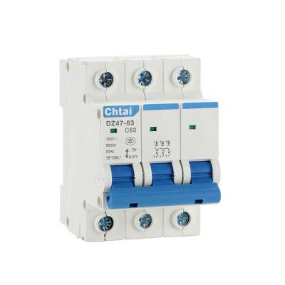 China Wholesale 6KA dz47-63 c63 3p C D Din Rail MCB Manufacturer With CB SEMKO CE CERTIFICATE Mini Circuit Breaker for sale