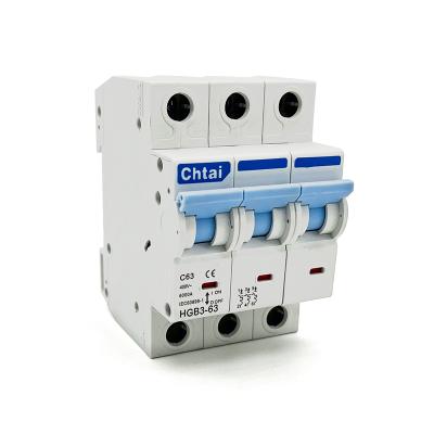 China Since C D Best Selling Mini Circuit Breaker HGB3-63 3P 63A C32 Mcb Three Phase Circuit Breakers C65 Air Switch For Home Use for sale