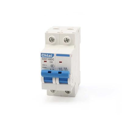 China PA66 Chtai breaker dz47-63dc 2P 6A 250V mcb short circuit protector overload overcurrent breaker air switch 6KA PV for sale