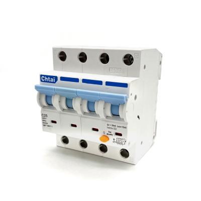 China PA66 HGB3LE-63 3P+N 6-63Amp C25 4Pole 6KA RCCB Residual Electronic Arc Fault Circuit Interrupter Switches RCD RCBO ELCB Type for sale