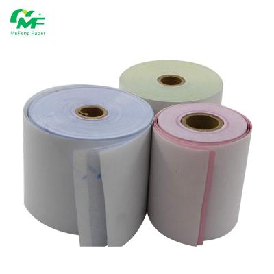 China 100% Virgin Wood Pulp 2ply/3plys White/NCR Copy Paper Pink Carbonless Carbon Paper Small Rolls 76*76 76*70 for sale