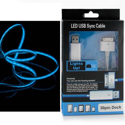 중국 USB 케이블에 LED 빛 Apple 저속한 눈에 보이는 30 핀을 뜨는 100cm LED iPhone USB 케이블 판매용