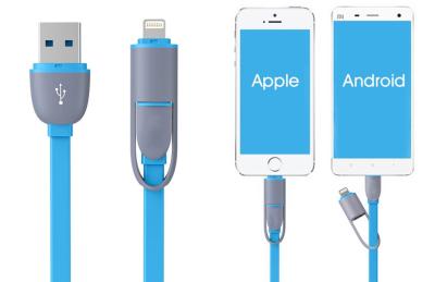 China 2 in-1 cable micro del relámpago USB para el IOS y los teléfonos androides con la carga y la sincronización de datos en venta