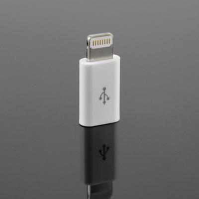 China White OEM Micro USB to 8 pin Lightning Adapter , iPhone Micro USB Adapter for sale