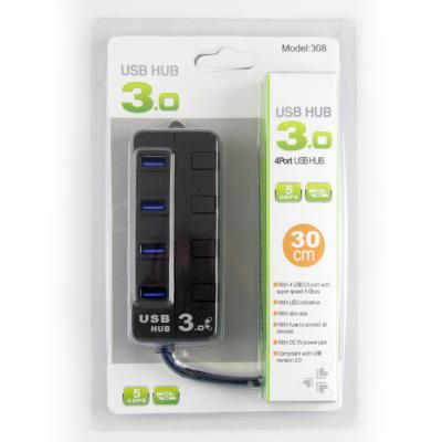 China Eje estupendo de la velocidad 4-Ports USB 3,0 con los interruptores individuales con el accesorio del móvil de Jack del poder de DC 5V en venta