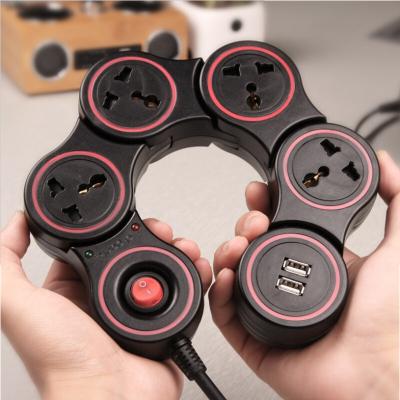 China Multiple Flexible Power Strip 4 Outlet Surge Protector Power Socket with USB Ports for sale