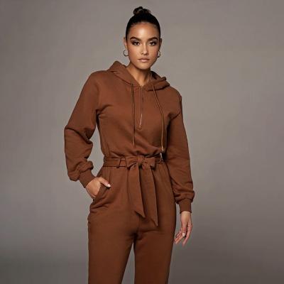 China QUICK DRY 2022 New Fashion Trends Slim Fit Hoodie Women's Bodycon One Piece Overalls Ladies Sweatshirt Tracksuits Custom Made Women for sale