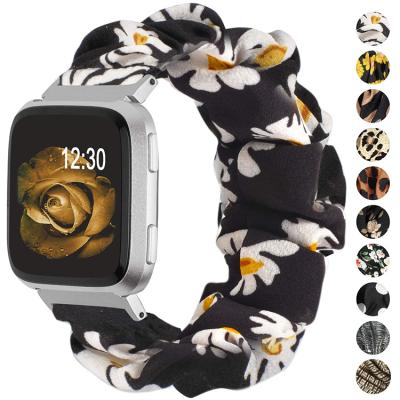 China Fitbit Versa 1/2 Print Pattern Hair Elastic Band Style Adjustable Watch Strap for Versa 1/2 compatible with versa1/2/lite for sale