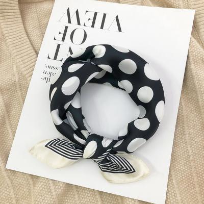 China Polyester 2021 printed scarf factory direct supply new small by silk professional summer scarf square 70*70 polka dot scarf for sale