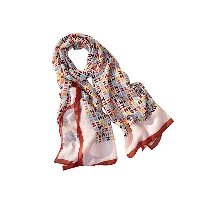 China Polyester spring summer new letter printed women's fashion scarves cotton decoration outdoor sunscreen shawl for sale