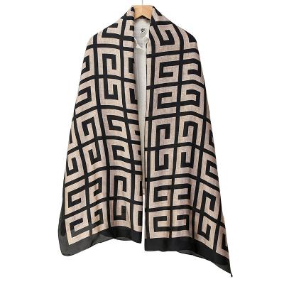 China Factory Direct Custom Multi Color Printing Polyester Satin Scarves Luxury Designer Style For Women Shawl for sale