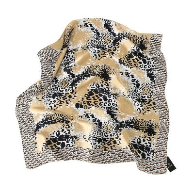 China Streets European American print scarves in Europe and America 2021 retro leopard new custom silk satin scarf best selling long scarves women for sale