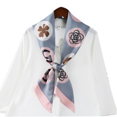 China The latest digital printed professional flower scarf decoration of the 2021 summer new American European simple hair silk scarf for sale