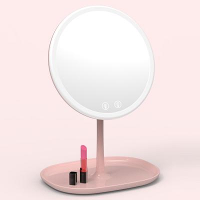 China Portable LED Light Adjustable Desktop Touch Screen Rechargeable Makeup Mirror for sale