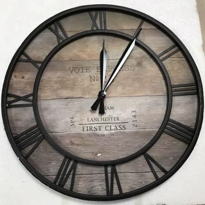 China Antique Vintage Metal Wall Clock Gear Europe Style Craft Wall Clocks Industrial Roman Retro Large Number Clock For Home Decoration for sale