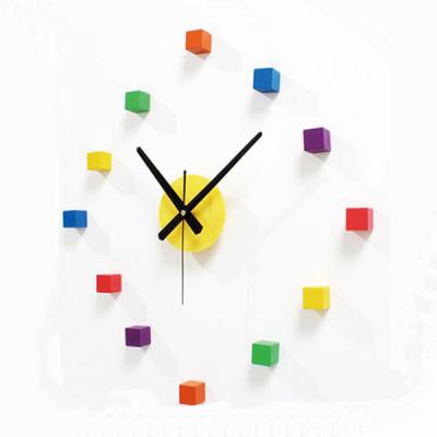 China Unique Colorful Wall Clock EVA Sticker Decorative Clocks Nordic Creative DIY Design Industrial Art for Kids Bedroom Art Watch for sale