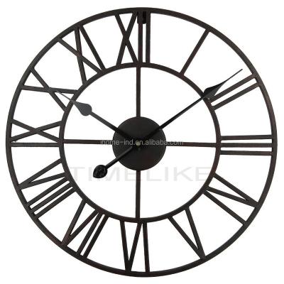 China Retro Style Wall Clock Metal Quartz Antique Vintage in Living Room Large Size 50cm Analog Quartz Single Face All-Season Brown Box Antique Style for sale