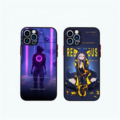 China Factory Outlet Shockproof LED Voice Back Cover Instant Luxury Tempered Glass Luminous Phone Case For Iphone 13 12 11 for sale