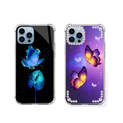 China Shockproof For Iphone 13 12 11 Luxury LED Illuminated Call Light Blink Phone Glass Case for sale