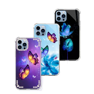 China Shockproof For Iphone 13 Hot Selling 12 11 Custom Design Slim Glitter Butterfly TPU Phone Case for sale