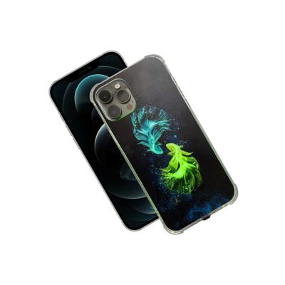 China Luxury Trend Shockproof Embossed Frosted Koi LED Luminous Custom Mobile Phone Case Fits Apple Mobile Phone for sale