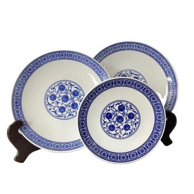 China Viable factory direct sale blue and white shallow western restaurant dish china dish for sale