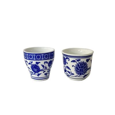 China Sustainable High Quality Blue And White Round Ceramic Tea Cups Sell Well for sale