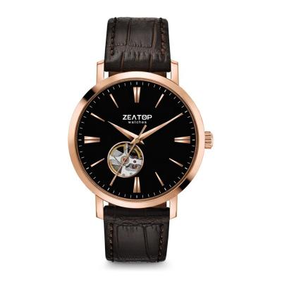 China Hollow Out Private Label High End Rose Gold Watch Men Mechanical Custom Watch for sale