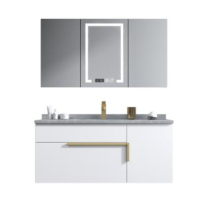 China Modern Bathroom Vanity With Led Mirror Vanity Mirror Cabinet Bathroom Wall Mount Smart Marble for sale