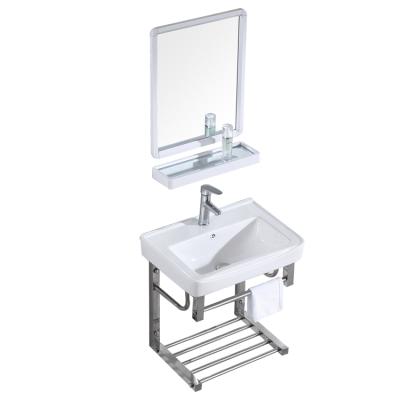 China Modern Factory Wholesale Single Stainless Steel Towel Rack Bathroom Sink With Cabinet for sale