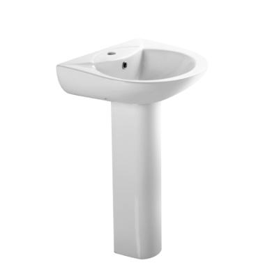 China Modern Round Shape Sinks Modern Pedestal Sink Sanitary Bathroom Wash Hand Set Ceramic Toiletries Wall and Floor Mount for sale