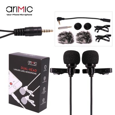 China Lavalier Microphone Dual Lavalier Ulanzi AriMic 6m Main Recording Microphone For DSLR Camera IOS Android Smartphones Recorder for sale