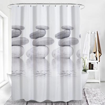 China Latest Design Waterproof Printed Polyester Cobblestone Printing Thickened Waterproof Shower Curtain for sale