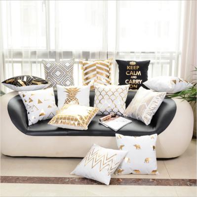 China Popular Anti-bacteria Amazon Home Border Special For Customized Golden Wholesale Pillow Geometry Sofa Pillow Cover for sale