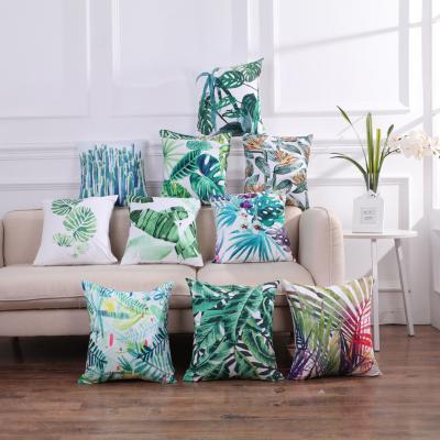 China Anti-bacteria Tropical Plant Pillow Cover Car Sofa Cactus Turtle Peach Skin Bamboo Back Cushion Cover for sale