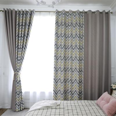 China Balcony Unseamed Printed Blackout Patchwork Splice Blackout Curtain Living Room Bedroom Nordic Canvas High Quality for sale