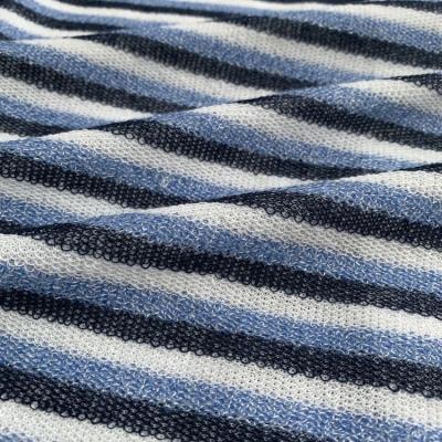 China Anti-Static Blue and White Striped Yarn Dyed French Terry Knitted Fabrics for sale