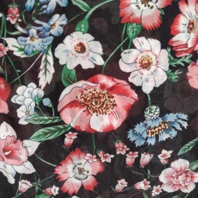 China Spring Fashion Anti-Static Flower Printed Chiffon Women's Dress Fabrics for sale