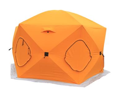 China Diamond Ground Nail Large Hexagonal 10 Person Ice Fishing Dome Tent Winter Camping Tent Pop Up Waterproof For Extreme Weather for sale