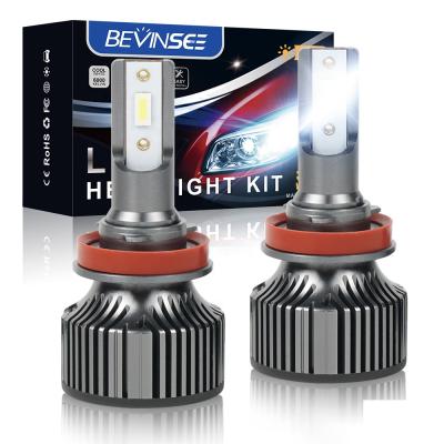 China 6063 Bevinsee 2x CSP 60W 8000LM 6000K H8 H9 Aluminum Super Bright Truck H11 LED Headlight Bulb Aerospace Grade For Iveco For Mercedes-Benz For Scania for sale